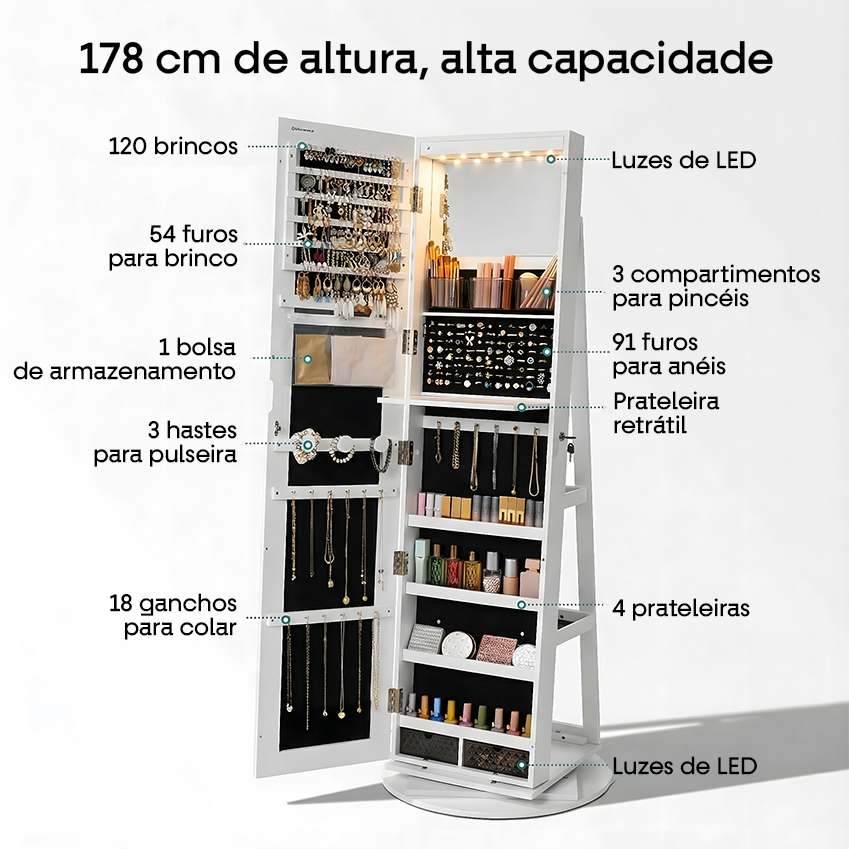 Espelho Porta-Joias Giratório