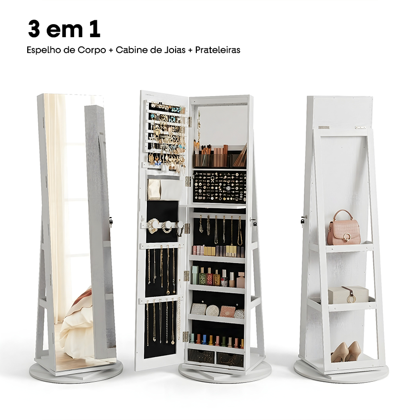 Espelho Porta-Joias Giratório