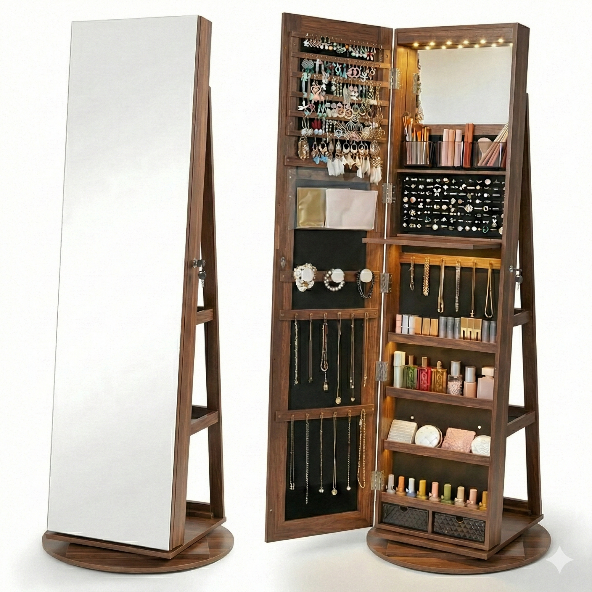 Espelho Porta-Joias Giratório