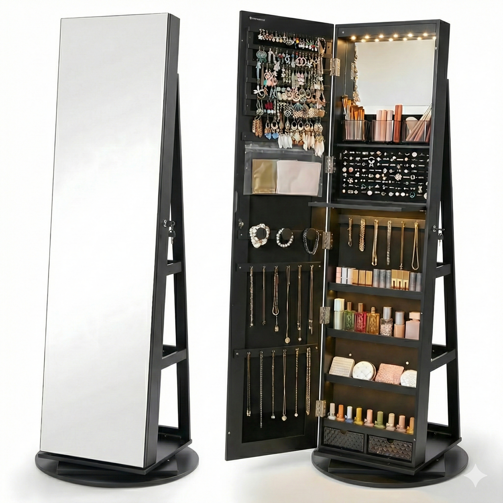 Espelho Porta-Joias Giratório