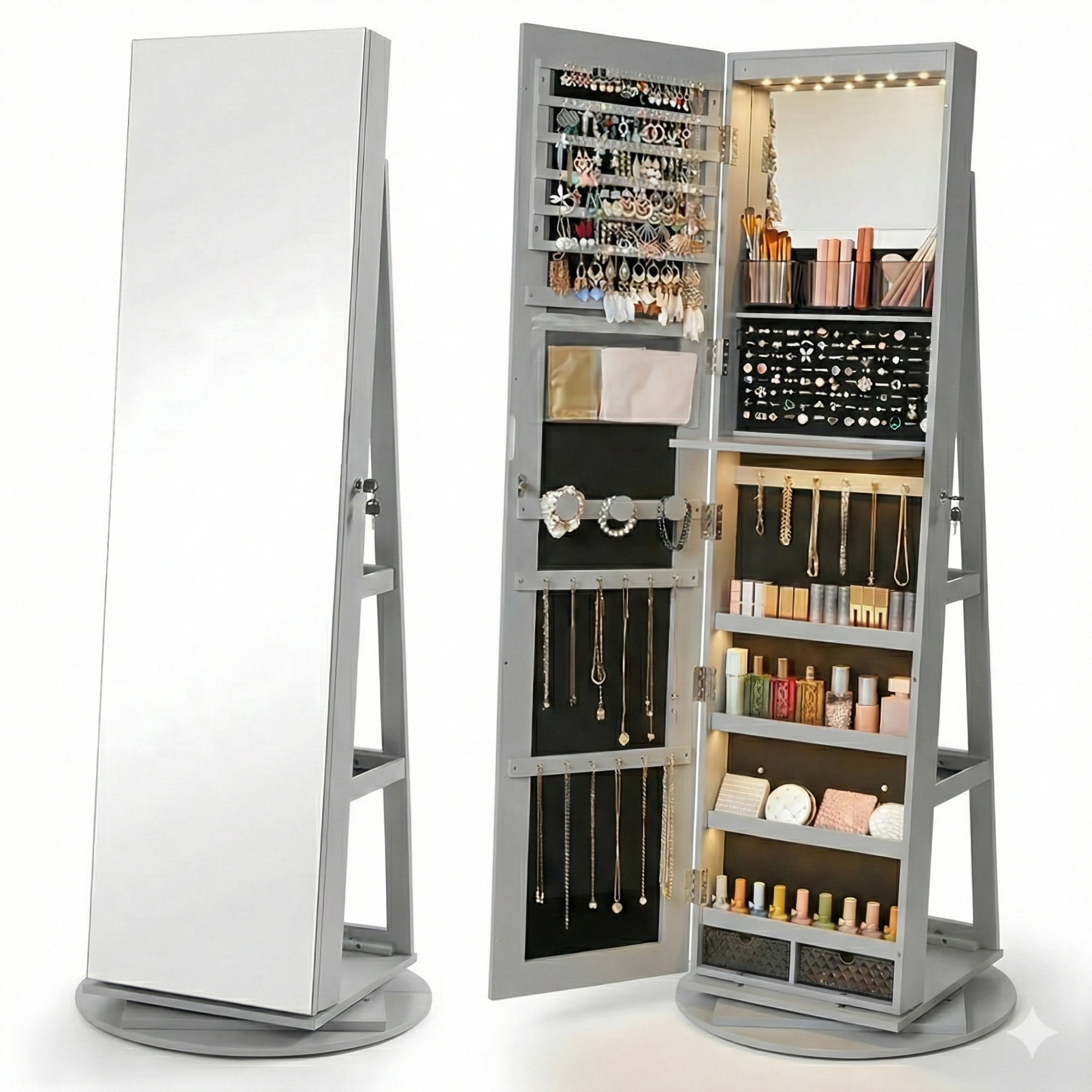 Espelho Porta-Joias Giratório