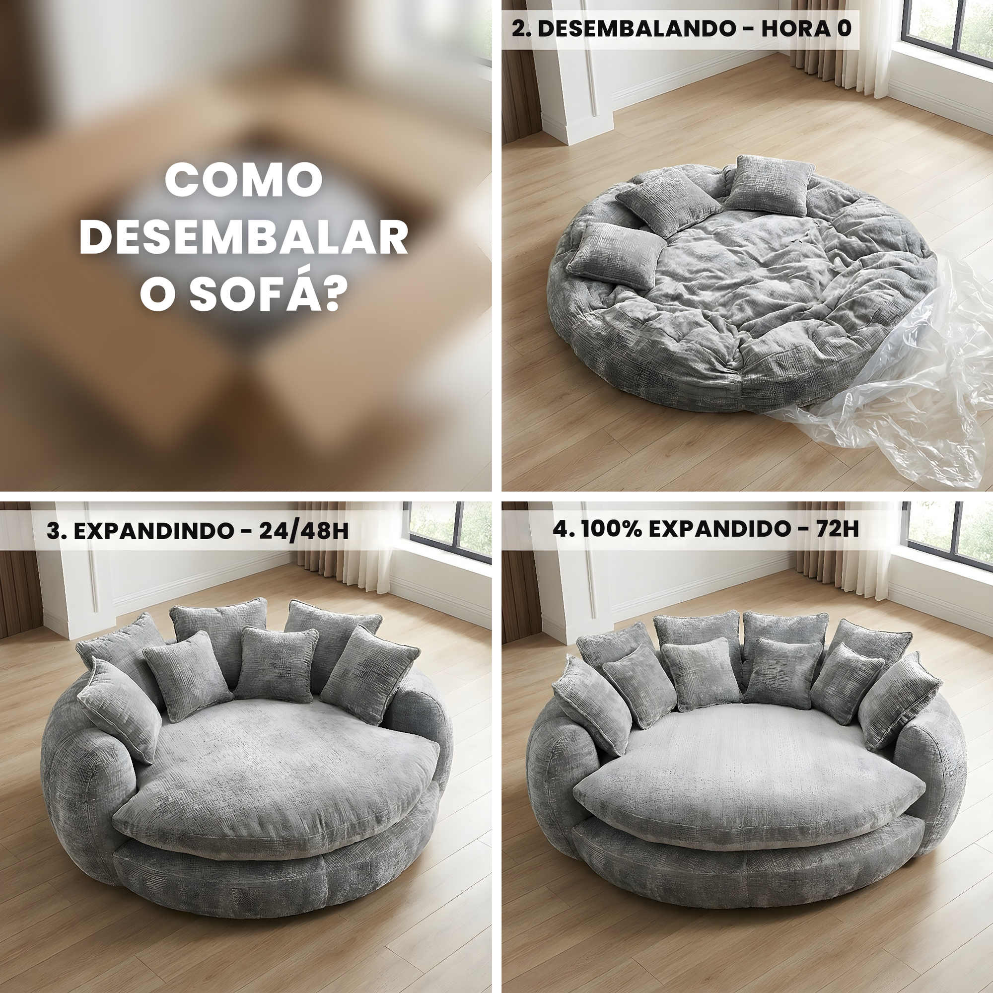 Sofá Cama Casal Expansível + 10 Almofadas